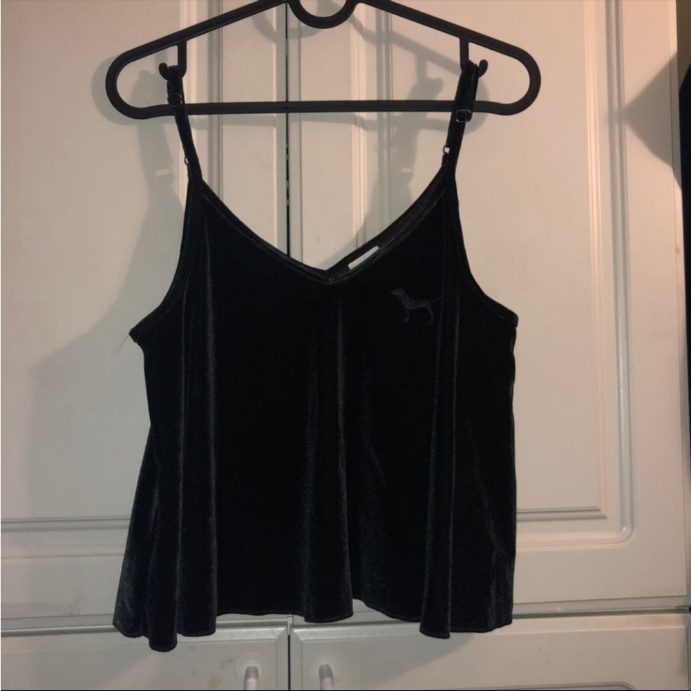 PINK VICTORIA SECERT BLACK VELVET CAMI